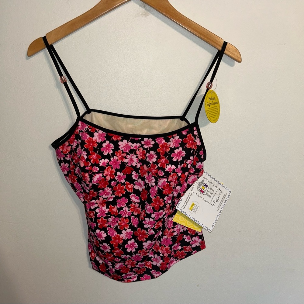 IT FIGURES Floral Swim Top W/ Bra Size L Large NEW